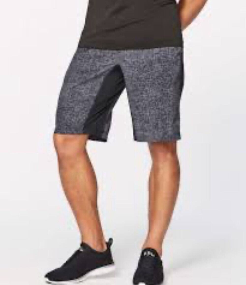 Lululemon Sz M Men's T.H.E. Short Linerless 9" Gridiron Starlight Black